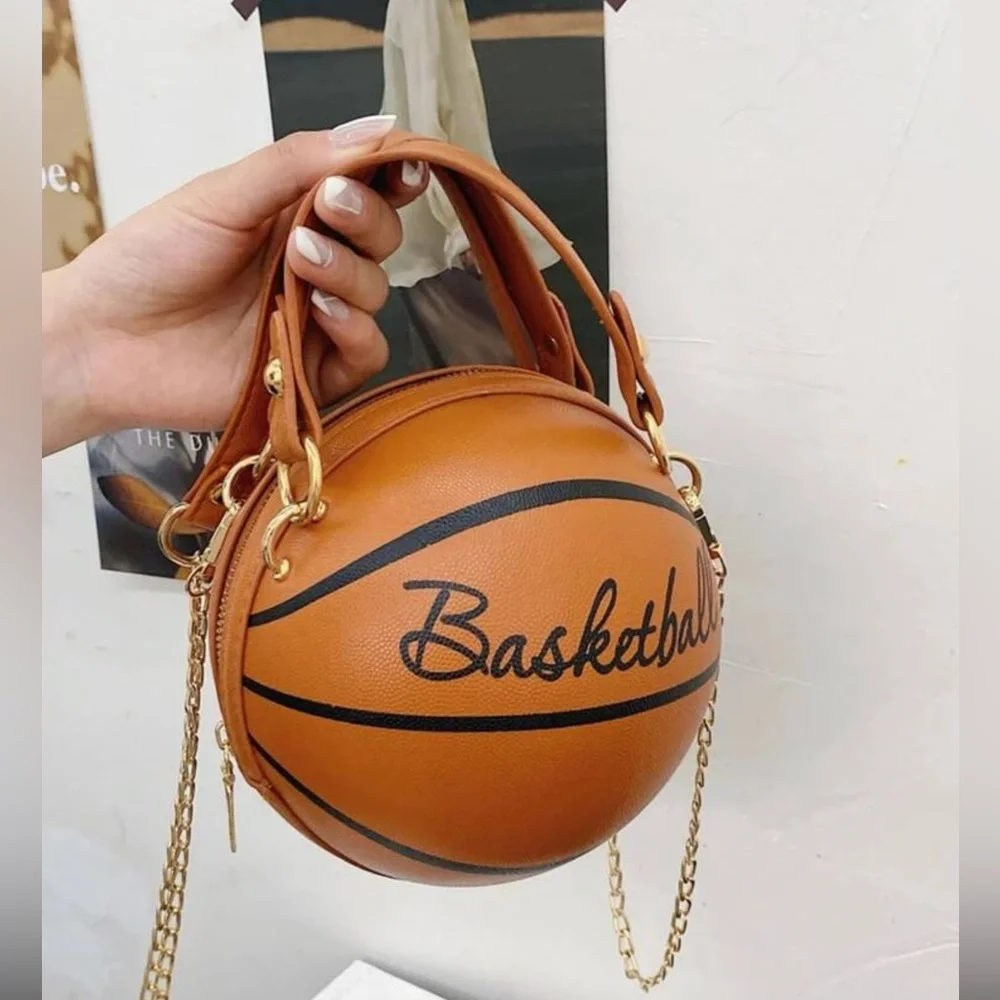 New Vegan Leather Mini Basketball Purse ~ Clutch Crossbody Basketball Bag - Picture 1 of 16